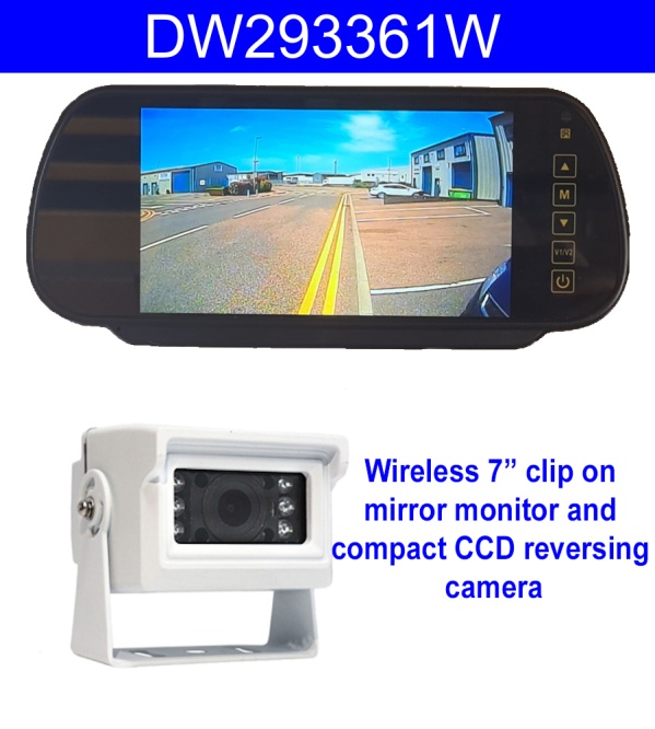 Sony CCD Compact White Bracket Wireless Reversing Camera Kit with 7'' mirror monitor